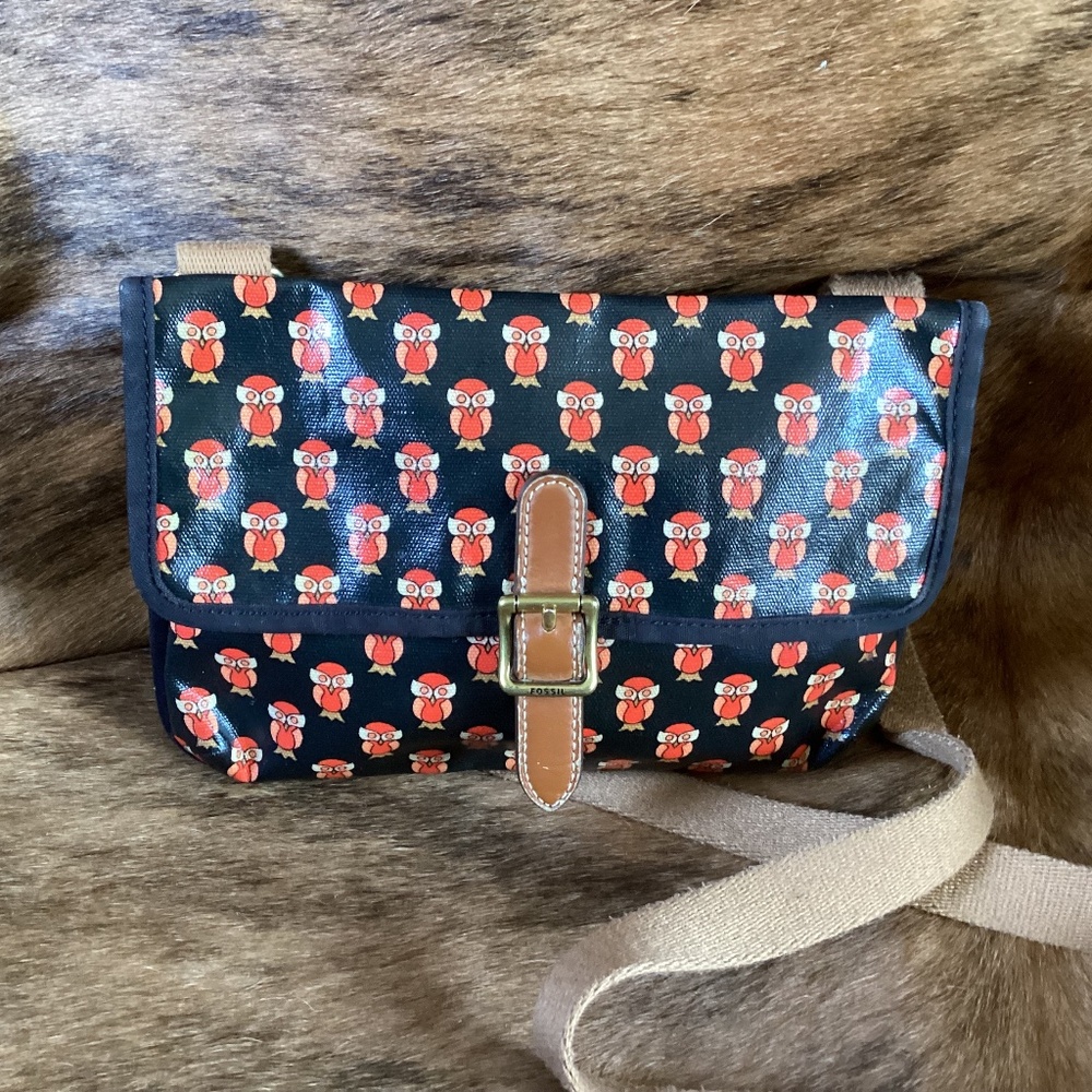 Fossil Coated Canvas Snap Closure Crossbody Handb… - image 1